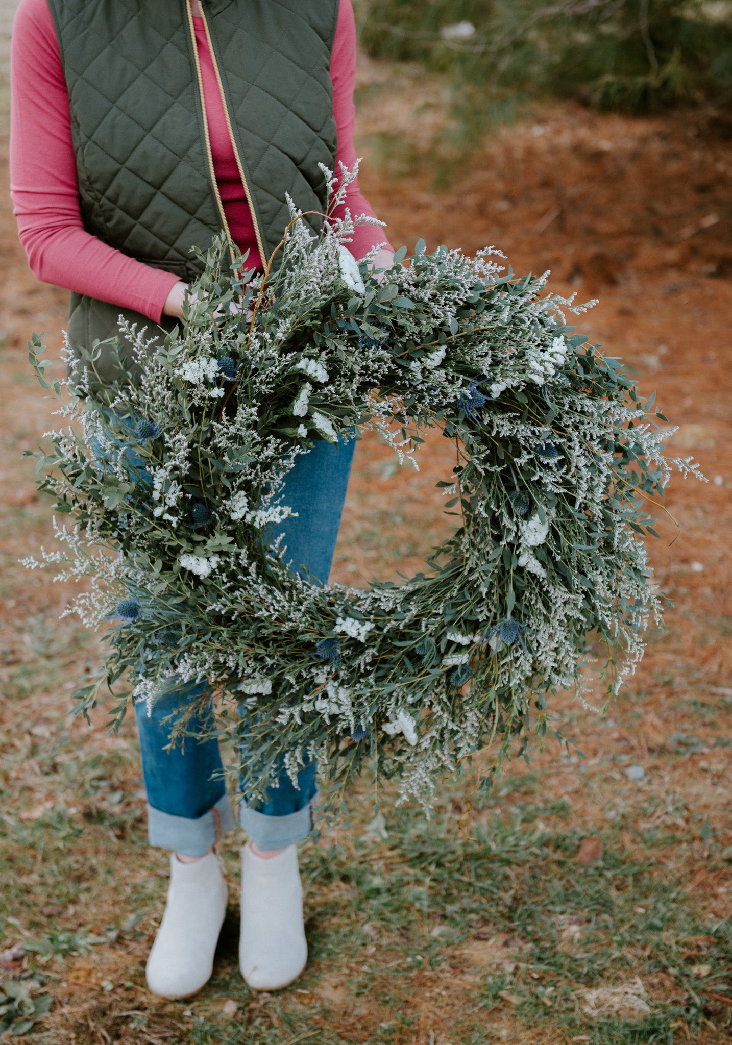 Eucalyptus, Thistle and Caspia Wreath